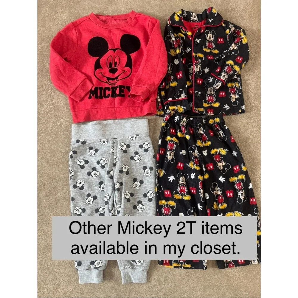 Disney Mickey Mouse Pajama Set 2T Toddler Boys Girls Flame Resistant Sleepwear